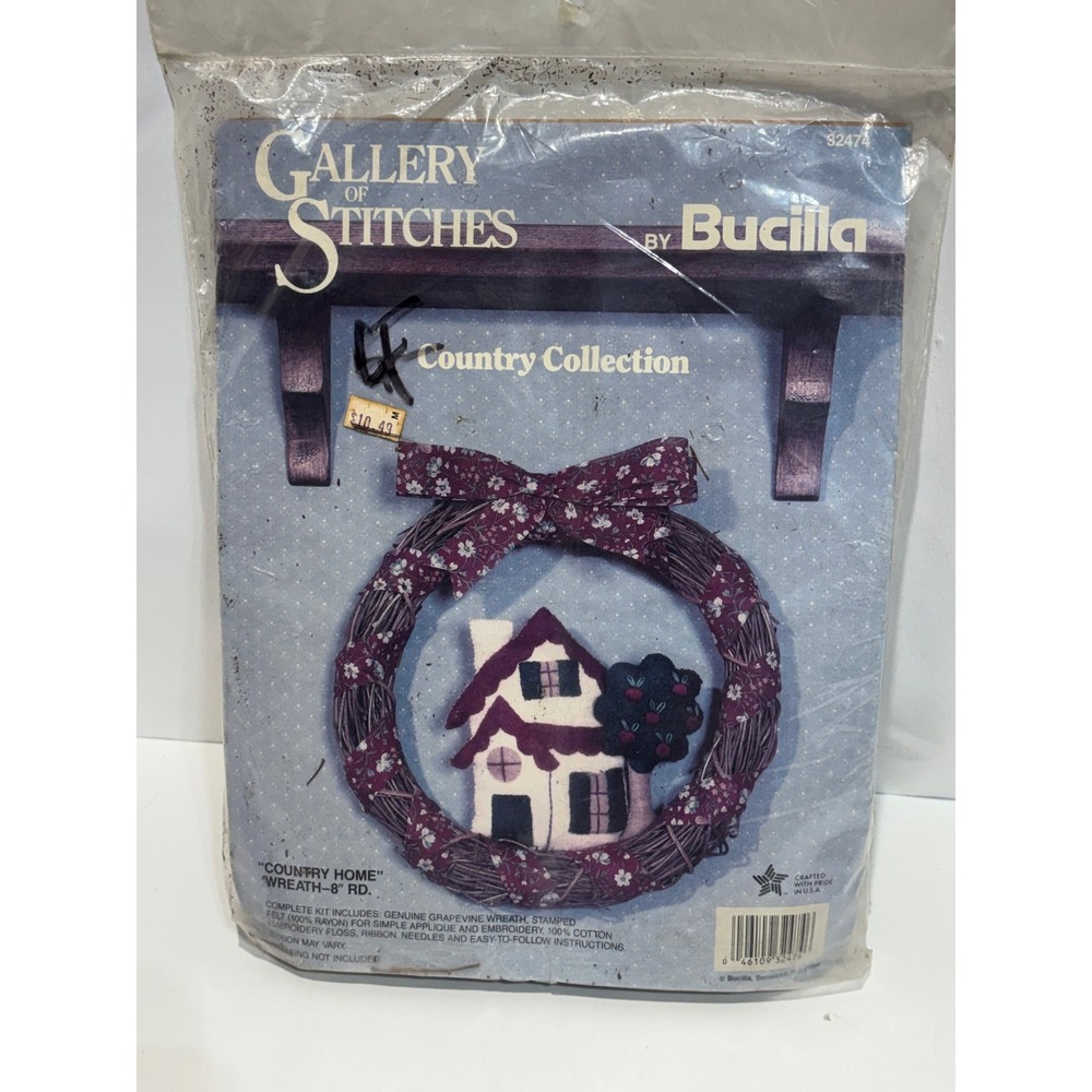 Bucilla Wreath Kit Unisex 8in Purple Country Home Gallery of Stitches 32474